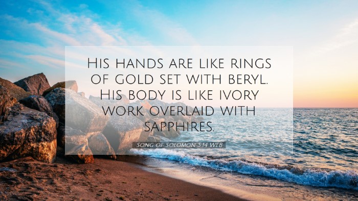 Picture 07 - Song of Solomon 5:14 WEB Desktop Wallpaper - His hands are like rings of gold set with beryl. - Desktop Bible Verse Wallpaper