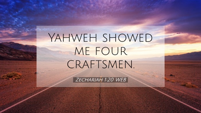Picture 07 - Zechariah 1:20 WEB Desktop Wallpaper - Yahweh showed me four - Desktop Bible Verse Wallpaper