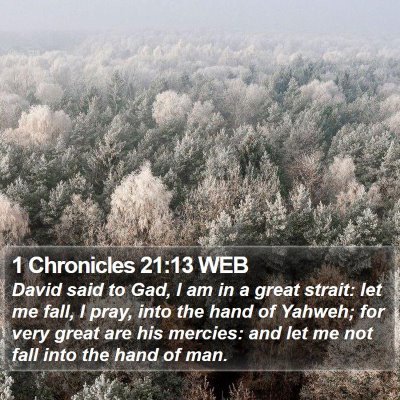 1 Chronicles 21:13 WEB Bible Verse Image