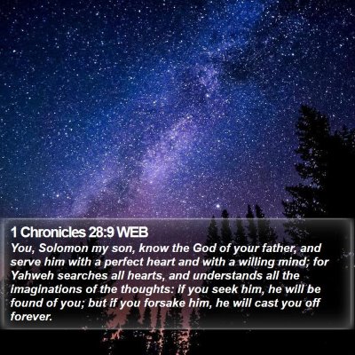 1 Chronicles 28:9 WEB Bible Verse Image