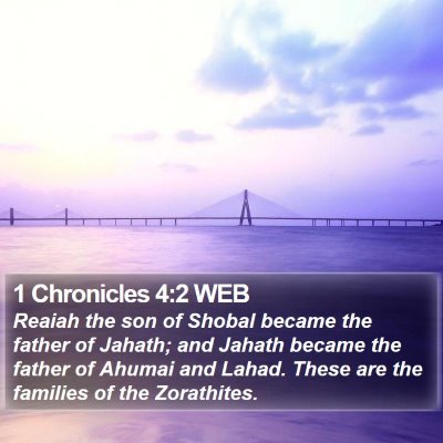 1 Chronicles 4:2 WEB Bible Verse Image