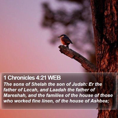 1 Chronicles 4:21 WEB Bible Verse Image