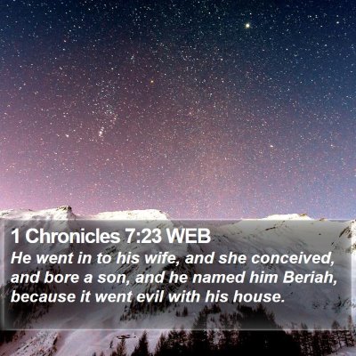 1 Chronicles 7:23 WEB Bible Verse Image