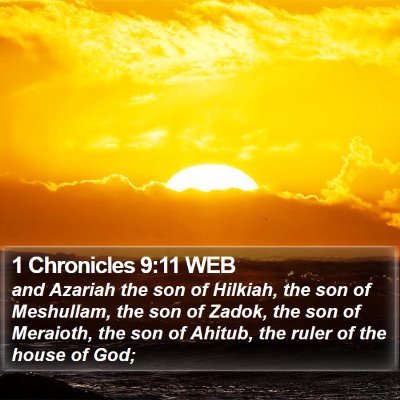 1 Chronicles 9:11 WEB Bible Verse Image
