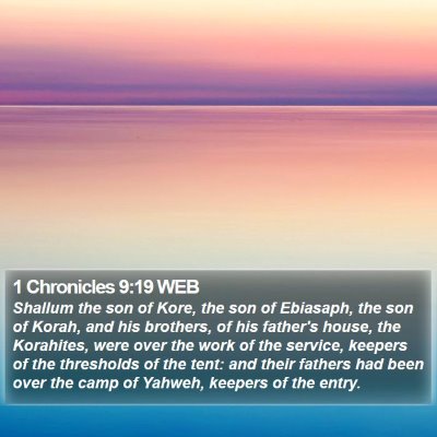 1 Chronicles 9:19 WEB Bible Verse Image