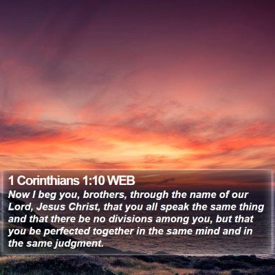 1 Corinthians 1:10 WEB Bible Verse Image