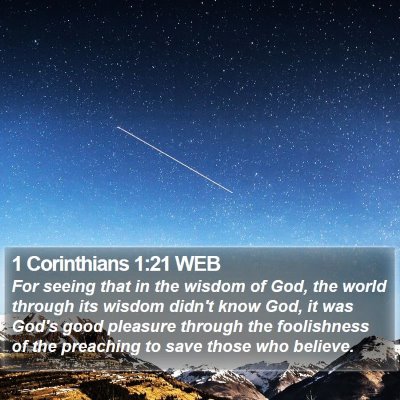 1 Corinthians 1:21 WEB Bible Verse Image
