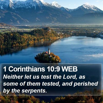 1 Corinthians 10:9 WEB Bible Verse Image