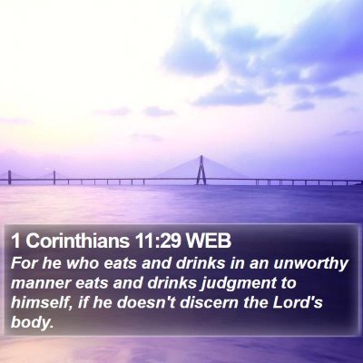 1 Corinthians 11:29 WEB Bible Verse Image