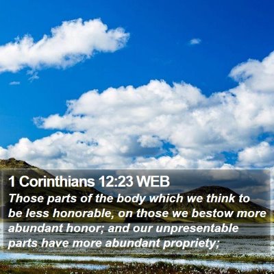 1 Corinthians 12:23 WEB Bible Verse Image