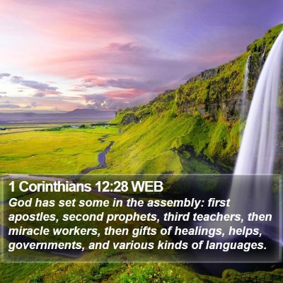 1 Corinthians 12:28 WEB Bible Verse Image