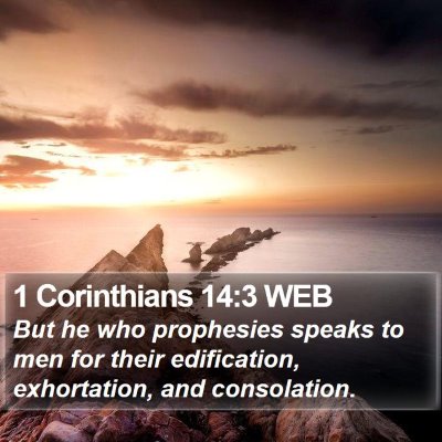 1 Corinthians 14:3 WEB Bible Verse Image