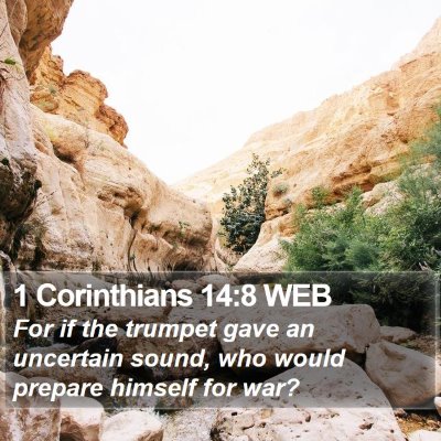 1 Corinthians 14:8 WEB Bible Verse Image