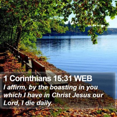 1 Corinthians 15:31 WEB Bible Verse Image
