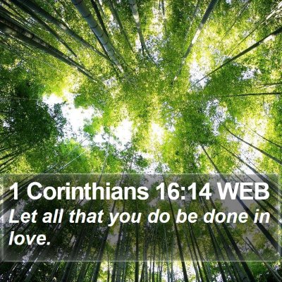 1 Corinthians 16:14 WEB Bible Verse Image