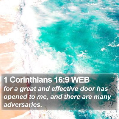 1 Corinthians 16:9 WEB Bible Verse Image