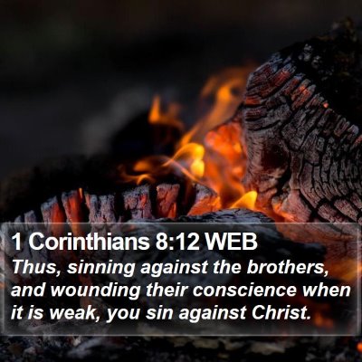 1 Corinthians 8:12 WEB Bible Verse Image