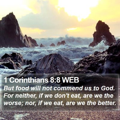 1 Corinthians 8:8 WEB Bible Verse Image