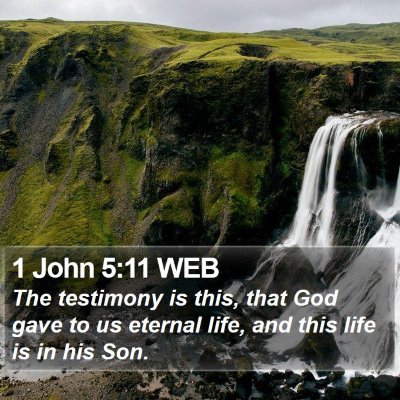 1 John 5:11 WEB Bible Verse Image