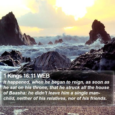 1 Kings 16:11 WEB Bible Verse Image