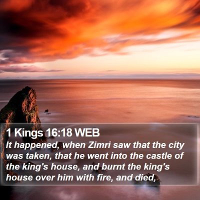 1 Kings 16:18 WEB Bible Verse Image