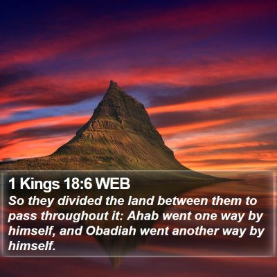 1 Kings 18:6 WEB Bible Verse Image