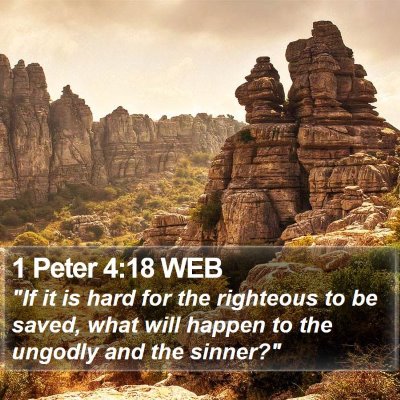 1 Peter 4:18 WEB Bible Verse Image