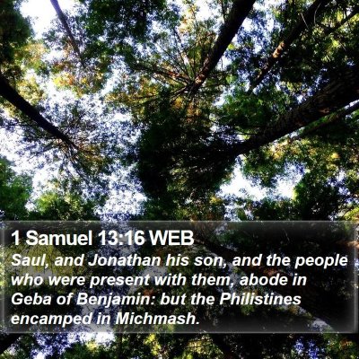 1 Samuel 13:16 WEB Bible Verse Image