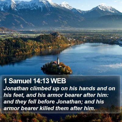 1 Samuel 14:13 WEB Bible Verse Image
