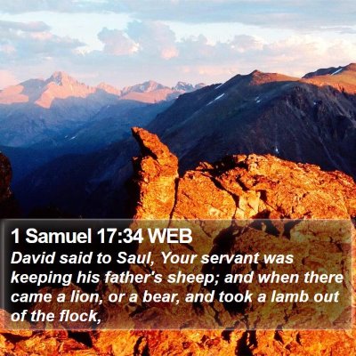 1 Samuel 17:34 WEB Bible Verse Image