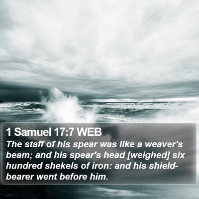 1 Samuel 17:7 WEB Bible Verse Image