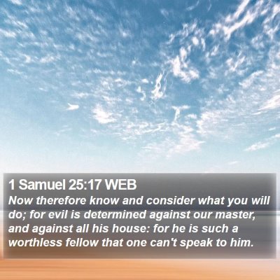 1 Samuel 25:17 WEB Bible Verse Image