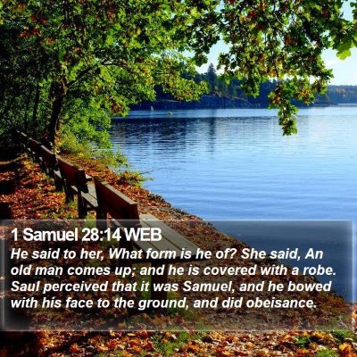 1 Samuel 28:14 WEB Bible Verse Image