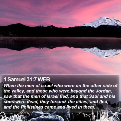 1 Samuel 31:7 WEB Bible Verse Image