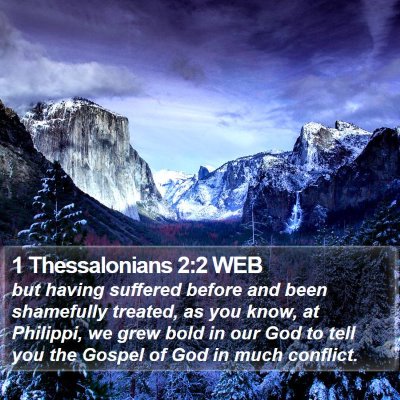 1 Thessalonians 2:2 WEB Bible Verse Image