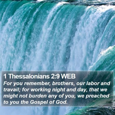 1 Thessalonians 2:9 WEB Bible Verse Image