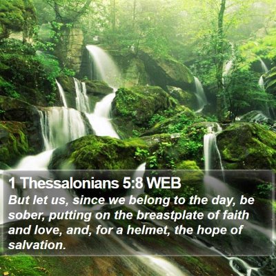 1 Thessalonians 5:8 WEB Bible Verse Image