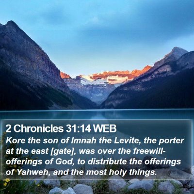 2 Chronicles 31:14 WEB Bible Verse Image