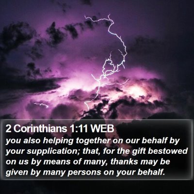 2 Corinthians 1:11 WEB Bible Verse Image