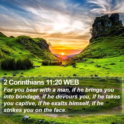 2 Corinthians 11:20 WEB Bible Verse Image
