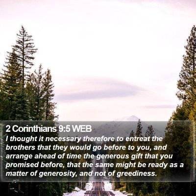 2 Corinthians 9:5 WEB Bible Verse Image