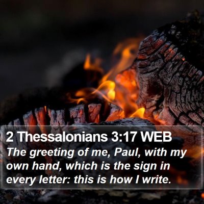 2 Thessalonians 3:17 WEB Bible Verse Image
