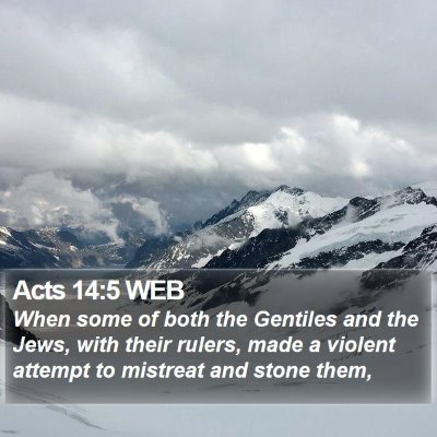 Acts 14:5 WEB Bible Verse Image
