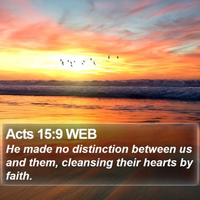 Acts 15:9 WEB Bible Verse Image