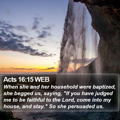 Acts 16:15 WEB Bible Verse Image