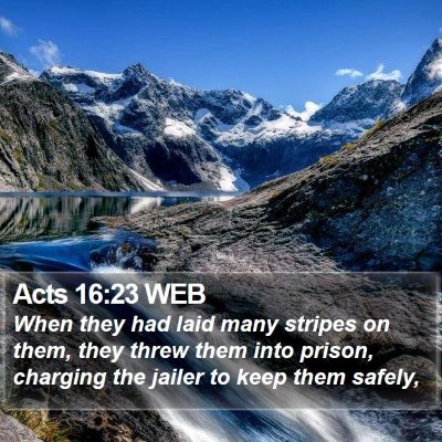 Acts 16:23 WEB Bible Verse Image