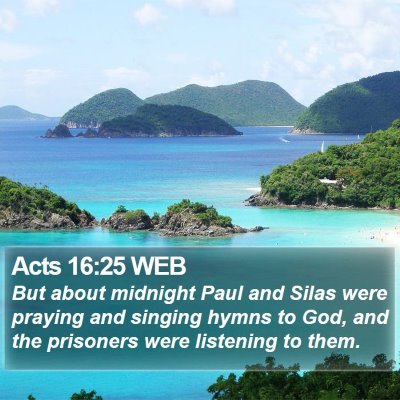 Acts 16:25 WEB Bible Verse Image