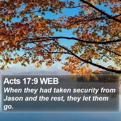Acts 17:9 WEB Bible Verse Image