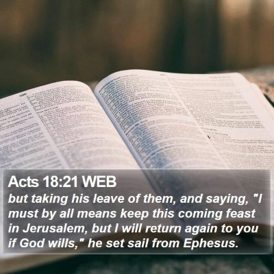 Acts 18:21 WEB Bible Verse Image