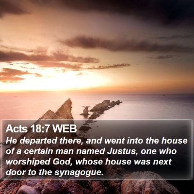 Acts 18:7 WEB Bible Verse Image